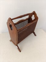 Antik újságtartó patinás fa újság folyóirat tartó kis bútor 891 6377