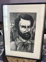 Czinke Ferenc: Orlai Petrich Soma portréja – Eredeti grafika ​Eladó Czinke Ferenc (1926–2000) Munkác