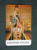 Kártyanaptár,Aranykalász MGTSZ,Ráckeve,konténer szauna,erotikus női modell, 1979, (1)