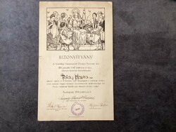 Bizonyítvány . A Katholikus Háziasszonyok Országos Szövetsége által rendezett  főzőtanfolyam .