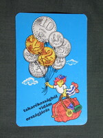 Kártyanaptár,OTP takarékpénztár, grafikai rajzos,fémpénz, 1979, (1)