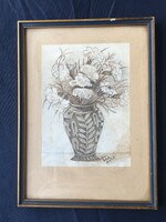 Virágcsendélet , Apuci Béla 1929 X .13. Jelzéssel .