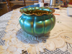 Zsolnay  eozin  gerezdes  kaspo , 14 x 10 cm  , szép állapot  !