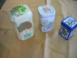 3 darab kis méretű teafű vagy bármi tartó pléh doboz