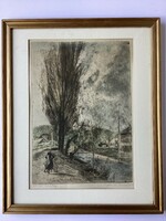 Aszódi Weil Erzsébet ( 1901 - 1976 ) , Hulló levelek című színezett rézkarca .