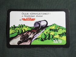 Kártyanaptár,ÁFOR benzinkútak,grafikai,környezetvédelem, 1979, (1)