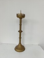 Antik gyertyatartó nagy patinás sárgaréz gótikus reneszánsz keresztény templomi gyertya tartó 831