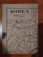Korea térképe, nagyméretű térkép, papírrégiség