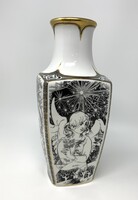 Hollóházi Jurcsák László (Szász Endre tanítvány) jelzett porcelán váza (30.5cm) RZ