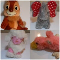 4 darab szőrmók pluss állat: mókus, elefánt, bárány, kacsa.