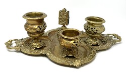 Antik sárgaréz 5 darabos cigaretta szett , asztali dohányzó készlet RZ