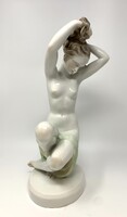 Herendi fésülködő női akt porcelán szobor (36cm) RZ