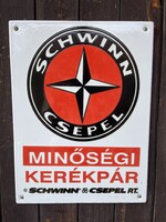 Schwinn Csepel kerékpár zománc reklámtábla