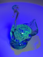 Vintage Murano uránüveg, uránium üveg hattyú madár figura (11cm) RZ