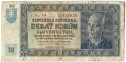 10 korun korona 1939 Szlovákia 1. Ritka