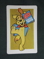 Kártyanaptár,Pajtás ifjúsági,úttörő magazin,újság,grafikai rajzos, humoros,kutya, 1979, (1)