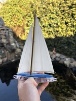Retro ritka 21.5 cm plexi hajó vitrindísz Balatonfüred gyűjtői nosztalgia darab