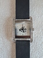 Rózsás strassz köves fekete pántos női Avon karóra