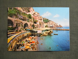 Képeslap,Olaszország,Amalfi,Vista da La Marinella,strand,városi látkép,részlet ,1970-