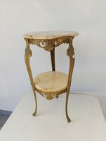 Antik onix bútor asztal virágállvány kétszintes réz öntvény lábú asztal virág állvány 893 6371