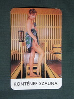 Kártyanaptár,Aranykalász MGTSZ,Ráckeve,konténer szauna,erotikus női modell, 1979, (1)