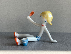 Aquincum porcelàn. Homokozó kislány. Retro. Ősz Szabó Antónia.