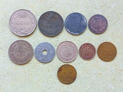 Románia 10 db Különböző Régi Érme 5 10 25 50 Bani 2 5 20 100 Lej Lei 1921-1954