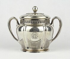 1Y067 Régi jelzett 925-ös német ezüst monogramos fedeles bonbonier 351 g