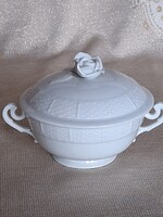 Herendi fehér fedeles leveses csésze