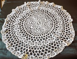 SZECESSZIÓS ART NOUVEAU VERT CSIPKE VERTCSIPKE KEREK TERÍTŐ ASZTALKÖZÉP MAGYAR KÉZIMUNKA