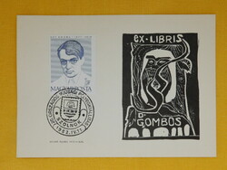 Alkalmi bélyegzés Ifjúsági bélyegkiállítás, Szolnok - ex libris Dr. Gombos lapon; bélyeg: AdyEndre