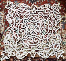 SZECESSZIÓS ART NOUVEAU VERT CSIPKE VERTCSIPKE TERÍTŐ ASZTALKÖZÉP MAGYAR KÉZIMUNKA