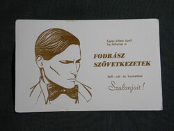 Kártyanaptár,Veszprém,fodrász szövetkezet,grafikai,férfi modell,1979, (1)