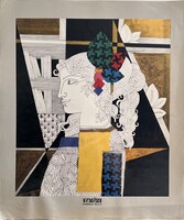 TEXÉRT vállalat naptári kép / nyomat Szász Endre grafikájával / színes görög hölgy portré