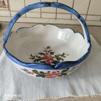 Retro Flower Ceramic Centerpiece, Serving Dish with Handle for Sale!