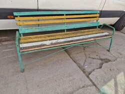 Retro csővázas kerti pad régi karos kertipad antik vas pad