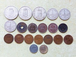 Magyarország 20 db Különböző Érme 2 10 20 Fillér 1 2 Pengő 1926-1944