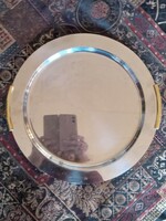 Jelzett  Art Deco krómozott sárgaréz tálca