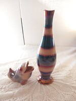 Ceramic decorative art collection. Luster vase + fish