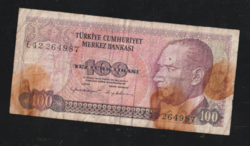 100 Török Líra  1970-es forgalmi papírpénz