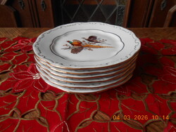 Zsolnay fácános süteményes tányér, 6 db