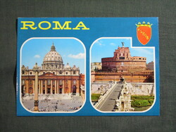 Képeslap,Olaszország,Róma,Castel Sant'Angelo,kastély,Szent Péter-bazilika,1970-