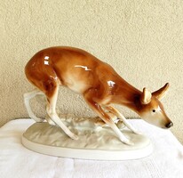 Royal Dux porcelán őz figura