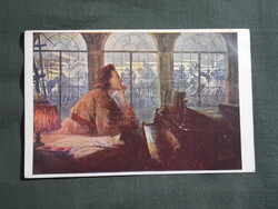 Képeslap,híres emberek,Leo Bernhard Eichhorn grafika,Frédéric Chopint zeneszerző, 1910-