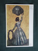 Képeslap,Otto Hersche grafika,Beethoven Verehrung,Beethoven-imádat,női modell,1910-
