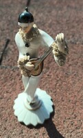 Rt deco Német Volkstedt porcelán! Mandolinon játszó Pierrot bohóc figura