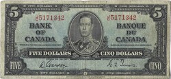 5 dollár 1937 Kanada