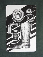 Kártyanaptár,Dunaföldvár,gumiipari szövetkezet,grafikai,gumicsizma, 1980, (1)