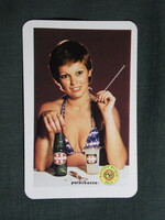 Kártyanaptár,Gyöngy üdítőital,Pécs sörgyár,sörfőzde,erotikus női modell,1980, (1)