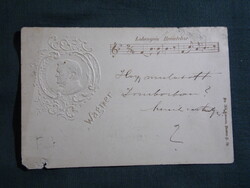 Képeslap,dombornyomott,híres emberek,Richard Wagner zeneszerző, 1900-